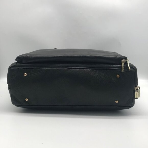 Levenger Black Pebbled Leather Laptop Tote Bag - Picture 5 of 16